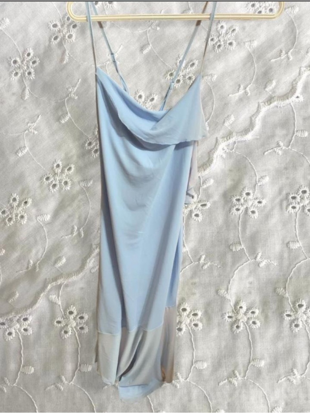 Source Unknown Pale Blue Strapless Slip Dress with Cowl Neck